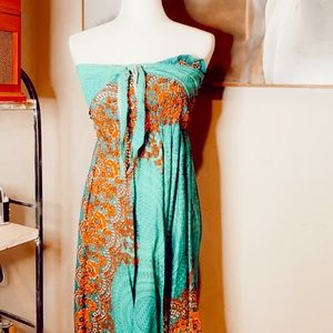 vasa true || green strapless boho dress